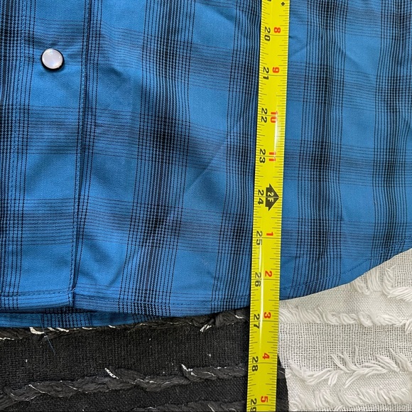Dixxon Flannel Shirt Womens Sz M  Caicos Blue Black Plaid Short Sleeve Western - Picture 10 of 11